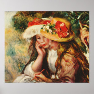 Poster Renoir Deux Filles Lire dans l'affiche du jardin