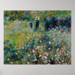 Poster Renoir - Femme au parasol dans un jardin