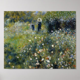 Poster Renoir femme avec parasol dans le jardin