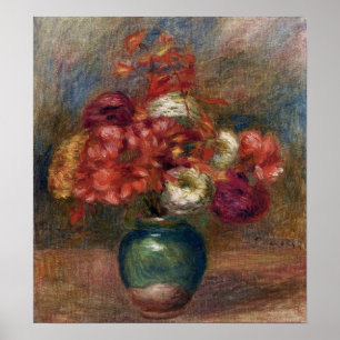 Poster Renoir - Flowers In A Green Vase Dahlias And Aster