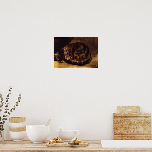 Poster Renoir Sleeping Cat (Cuisine)