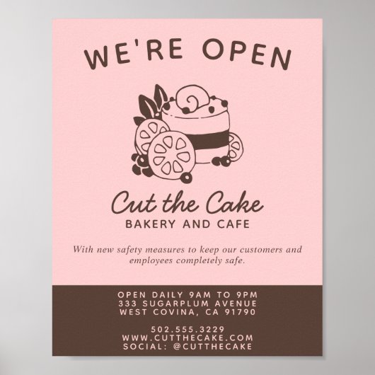 Poster Réouverture de la boulangerie avec logo de gâteau (Devant)