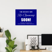 Poster Réouverture de l'entreprise bientôt bleu (Bureau à domicile)