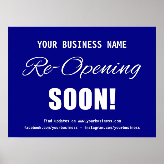 Poster Réouverture de l'entreprise bientôt bleu (Devant)