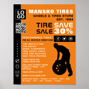 Poster Réparation de pneus Conception de l'homme, Pneu/Pn