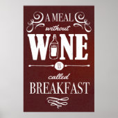 Poster Repas Sans Vin Cool Typographie Citation De Vin (Devant)