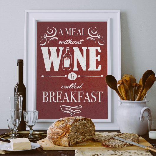 Poster Repas Sans Vin Cool Typographie Citation De Vin