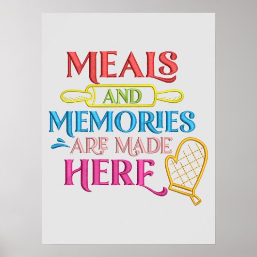 Poster Repas Souvenirs Faits Ici Citation De Cuisine (Devant)
