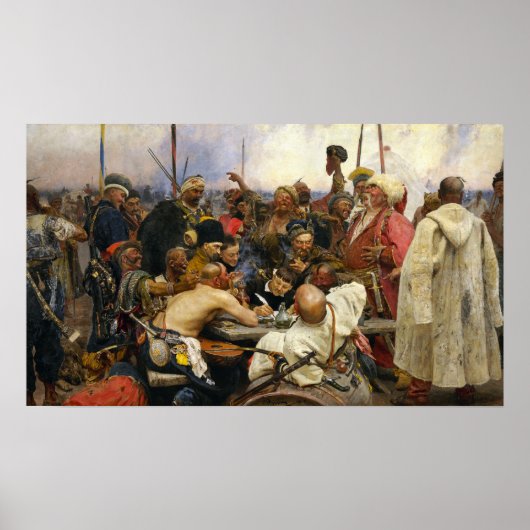 Poster Repin - Cosaques Répondant À Sultan Mehmed IV 1896 (Devant)