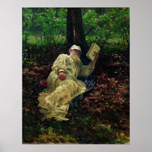 Poster Repin - Léon Tolstoï en forêt 1891 (Devant)