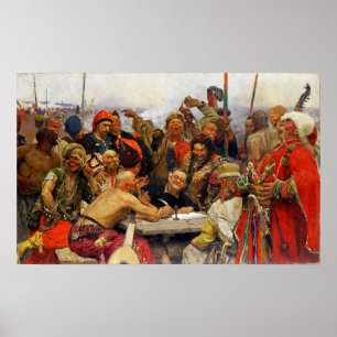 Poster Repin - Les Zaporogues répondent au sultan Mahmoud