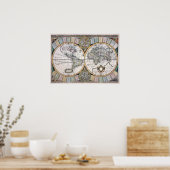 Poster Réplique antique carte de l'affiche mondiale (Cuisine)