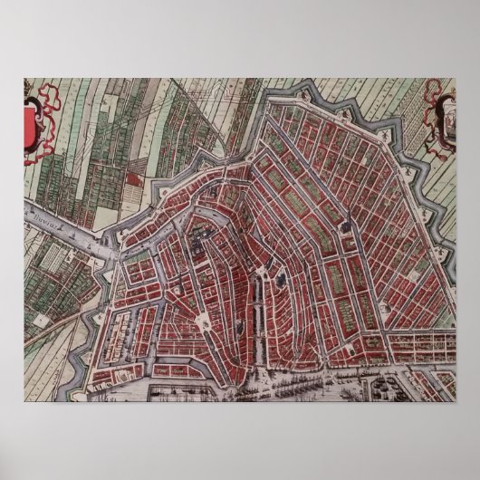 Poster Réplique carte de la ville d'Amsterdam 1652 (Devant)