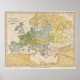 Poster Réplique carte de l'Europe d'avant la Première Gue