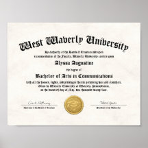Réplique du diplôme universitaire ou universitaire