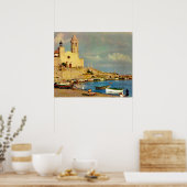 Poster Réplique Espagne Vintage, bord de mer de Sitges (Cuisine)
