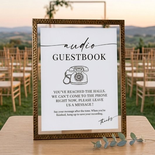 Poster Répondeur Téléphonique de Mariage avec Calligraphi
