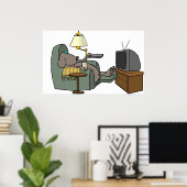 Poster Repos Chien regardant la télévision (Bureau à domicile)