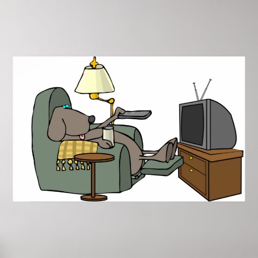 Poster Repos Chien regardant la télévision (Devant)