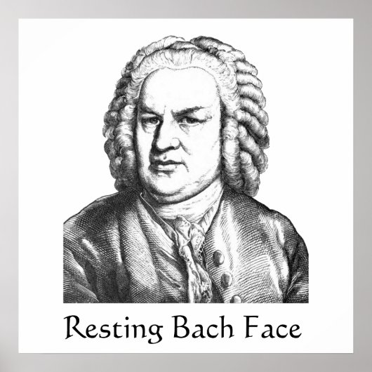 Poster Repose Bach Face Compositeur de musique classique (Devant)