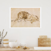 Poster Repose de lion (stylo et encre sur papier) (Cuisine)