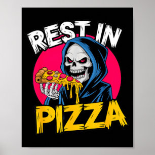 Poster Repose en Pizza Squelette Gothique Fantôme Pizza S