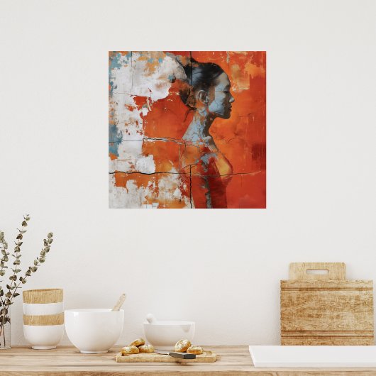 Poster Représentation artistique montrant une femme en pr (Cuisine)