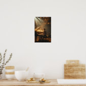 Poster Représentation enflammée de piano à queue (Cuisine)