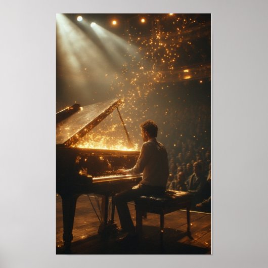 Poster Représentation enflammée de piano à queue (Devant)
