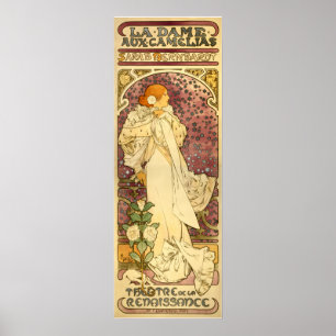 Poster Reproduction d'affiche de Mucha : Dame Camélias