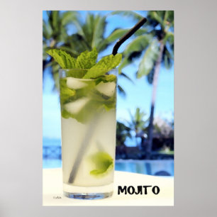 Poster Reproduction d'art peinte au couteau sur le Mojito