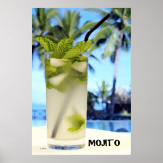 Poster Reproduction d'art peinte au couteau sur le Mojito