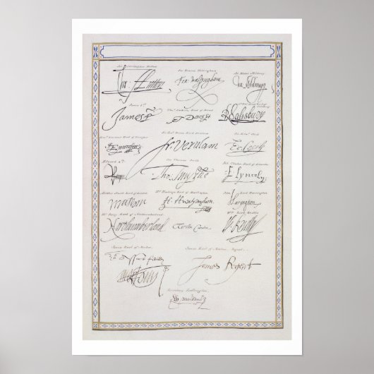 Poster Reproduction des signatures des Tudors et de leurs (Devant)