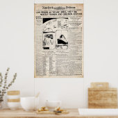 Poster Reproduction du journal Titanic New York Tribune (Cuisine)