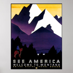 Poster Reproduction vintage d'affiche du Montana