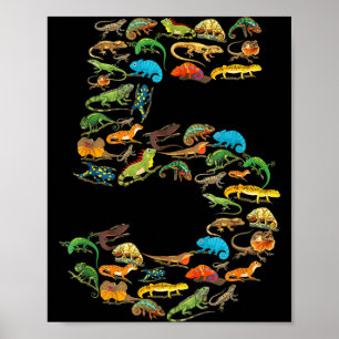 Poster reptiles lézards 5 ans anniversaire 5ème anniversa