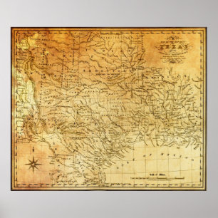 Poster REPUBLIC of TEXAS 1841 MAP