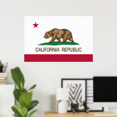 Poster République de Californie (drapeau d'État) (Bureau à domicile)
