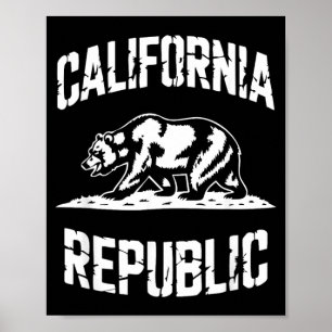 Poster République de Californie État Grizzly Rétro Vintag