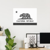 Poster République de Californie noire et blanche (drapeau (Bureau à domicile)