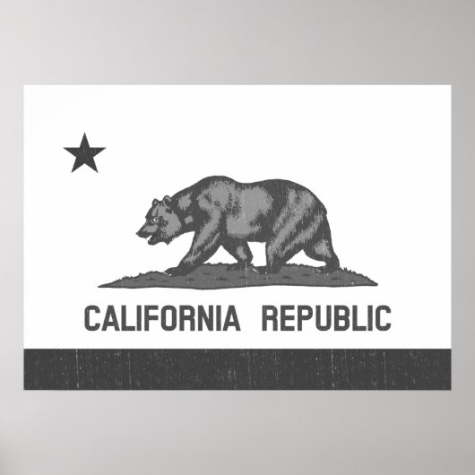 Poster République de Californie noire et blanche (drapeau (Devant)