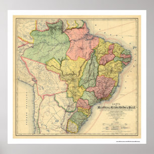Poster République de la carte 1892 du Brésil