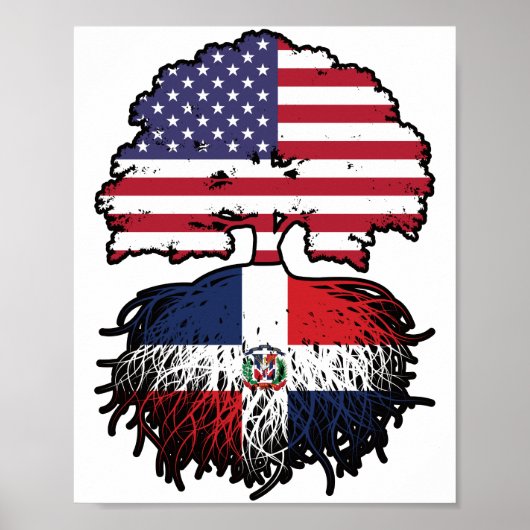 Poster République Dominicaine Amérique USA Arbre (Devant)