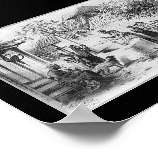 Poster République Dominicaine Ancienne Peinture vers 1871 (Coin)