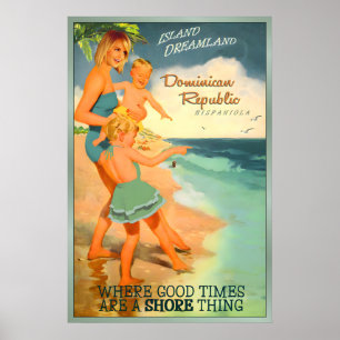 Poster République dominicaine Hispaniola Caraïbes Famille