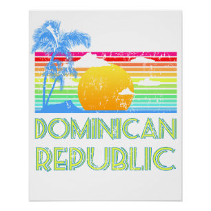 Poster République dominicaine tropicale Vintage
