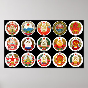 Poster Républiques de l'Union soviétique - arrière - plan