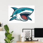 Poster Requin à bouche ouverte (Bureau à domicile)