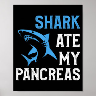 Poster Requin A Mangé Le Pancréas Drôle T1d Diabétique De