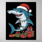 Poster requin à marteau Santa Hat Noël Funny Marine (Devant)